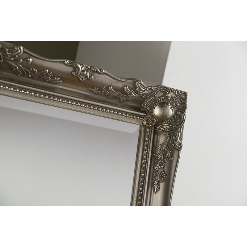 French Style Burdette Carved Wood Framed Accent Mirror, 90 cm H x 63 cm W, Silver