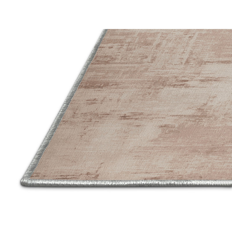 Tapis beige lavable à la machine, Rond 8 pi