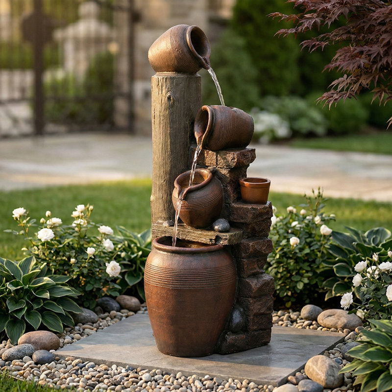Outdoor Fountain with Lights