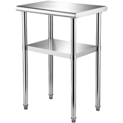 Table de préparation en acier inoxydable, capacité de 272 kg (600 lb), 61 x 46 x 91 cm (24 x 18 x 36 po), tablette inférieure et pieds réglables, pour restaurant - Charge de travail maximale en pouces, tablette de rangement, surface polyvalente