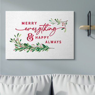 « Merry everything Happy always festive » par lettres et lignées-impression d’art textuel
