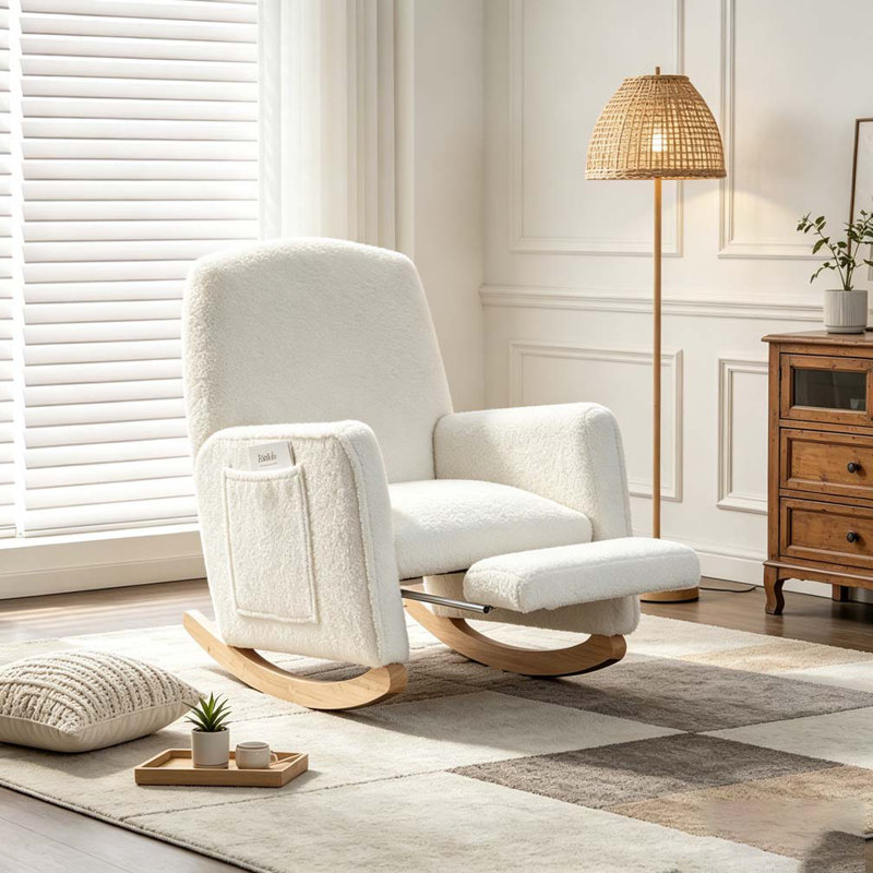 Isabelle & Max™ Adeebah Rocking Chair, White Teddy, Natural