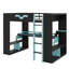 Lit mezzanine double en bois pleine grandeur avec prise de courant et connecteurs USB / Type-C, organisateur de câbles intégré et éclairage RVB-2039483972