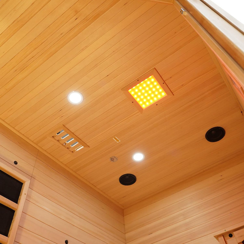 ZONEMEL Infrared Sauna Room with Recliner, 1 or 2 Person Home Sauna, 220V, 2300W, 4 Heating Tubes & Panels, Bluetooth, 4 Carbon Crystal Heating Panel, 7-Color Light, Oxygen Bar