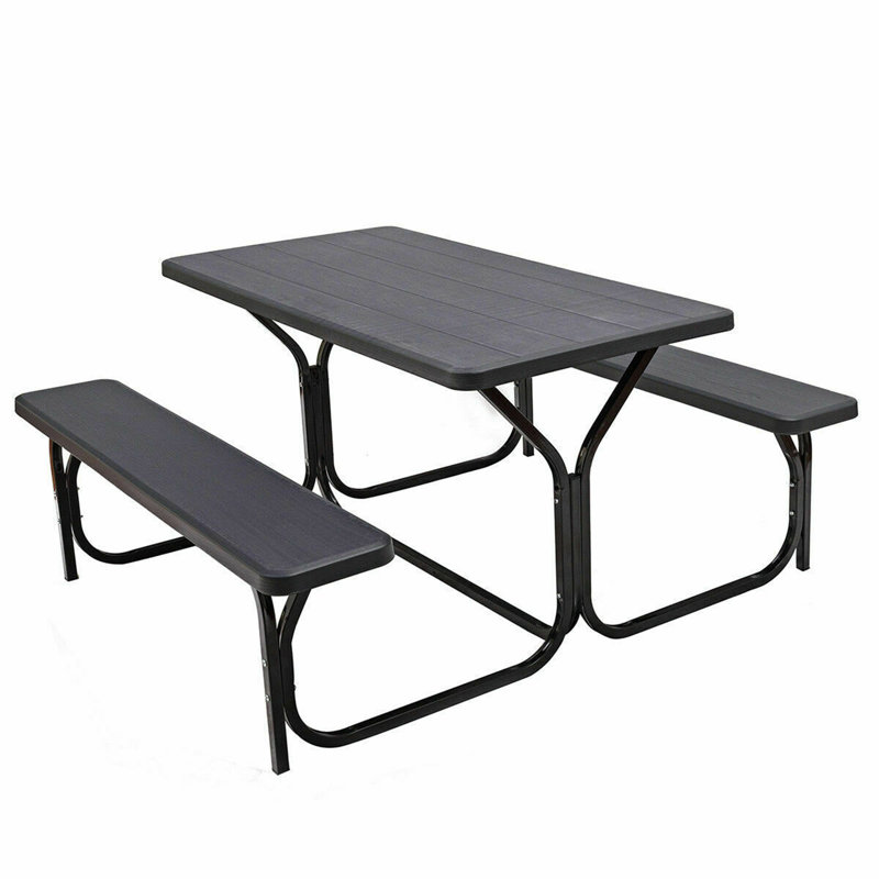 Kutlay 4 - Person Metal Patio Dining Set with Rectangular Table, Black