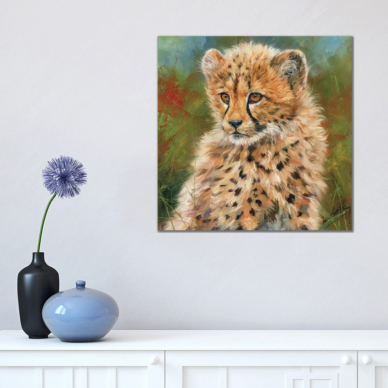 Cheetah Cub Portrait by David Stribbling - Wrapped Canvas Painting, 45.72 cm H x 45.72 cm W