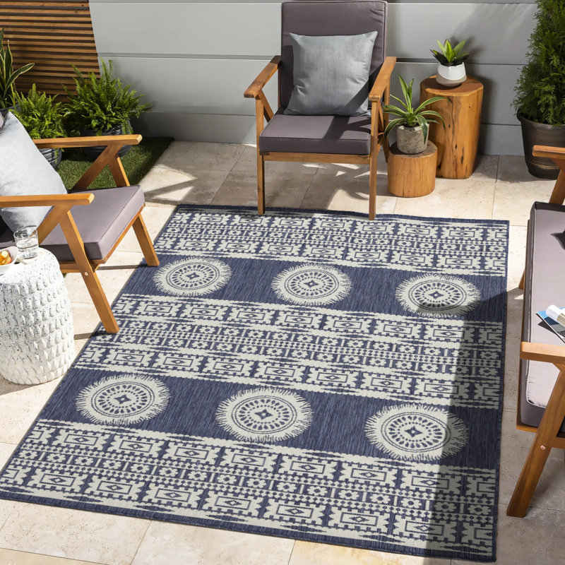 Blue 5 Ft. 3 In. X 7 Indoor/outdoor Rug - Sunshine Collection Polypropylene, Stain Enhances Home Decor & Pet Transforms