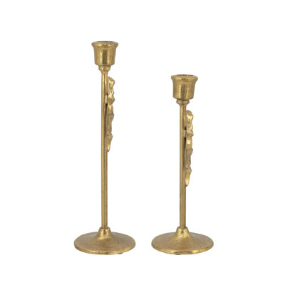 Ensemble de 2 porte-bougies en fonte dorée