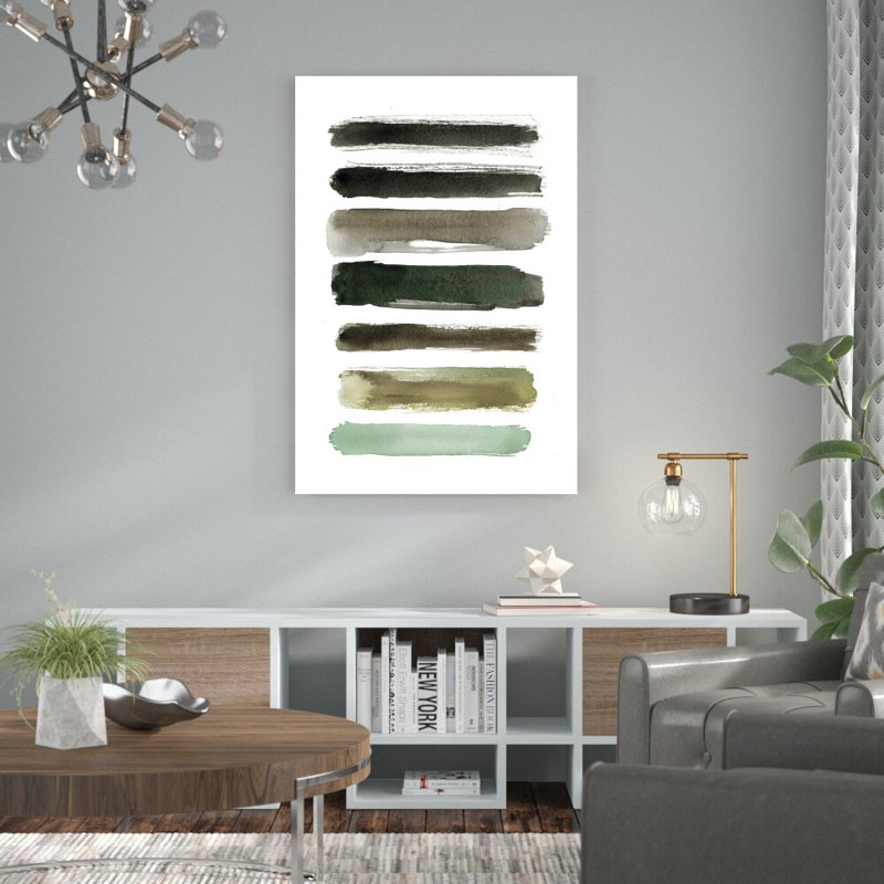 Reproduction d’art sur toile tendue brun-vert-gris, H 48 po x l 32 po