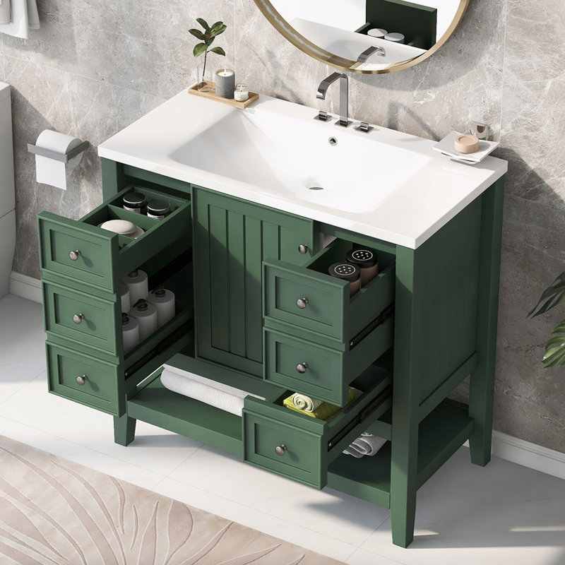 Bathroom Vanity with Sink, Green