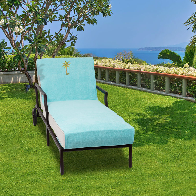 Housse de terrasse méridienne de jardin à motif standard brodée pour palmier, Aigue-marine