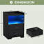 Ensemble de tables de chevet 2, table de chevet avec station de charge, table de bout avec port USB, table de chevet avec 2 tiroirs et compartiment ouvert pour la chambre à coucher, noir