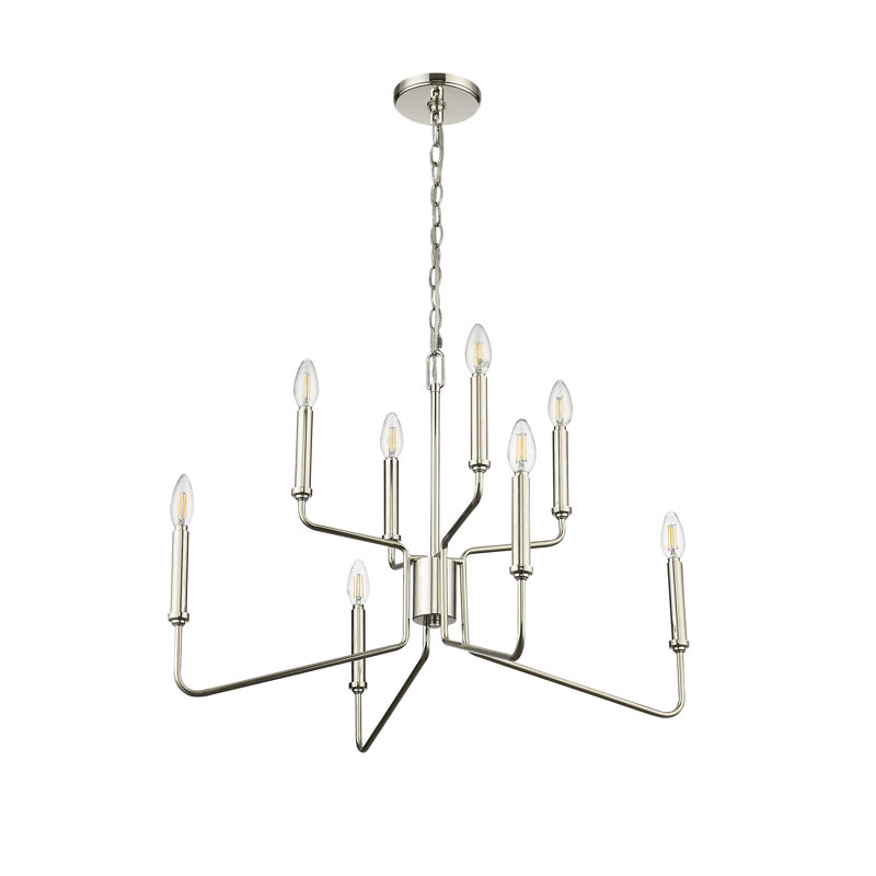 Lustre classique / traditionnel à 8 lumières de 28 po de large Raven, Nickel poli