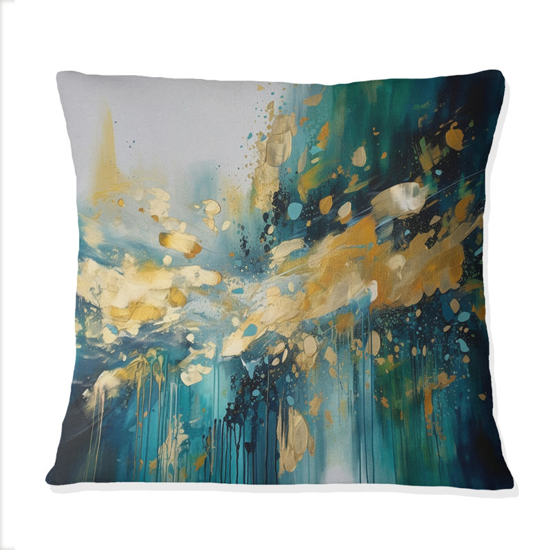 Golden Explosion Triangles IV - Abstract Geometric Printed Throw Pillow
