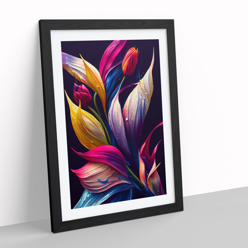 Vibrant Flowers No.6 - Framed Print, Black Framed, 46cm H x 34cm W x 2cm D