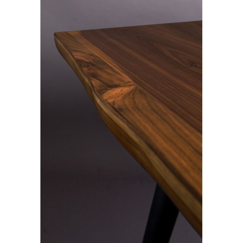 Walnut Rectangular Dining Table with Black Metal Legs
