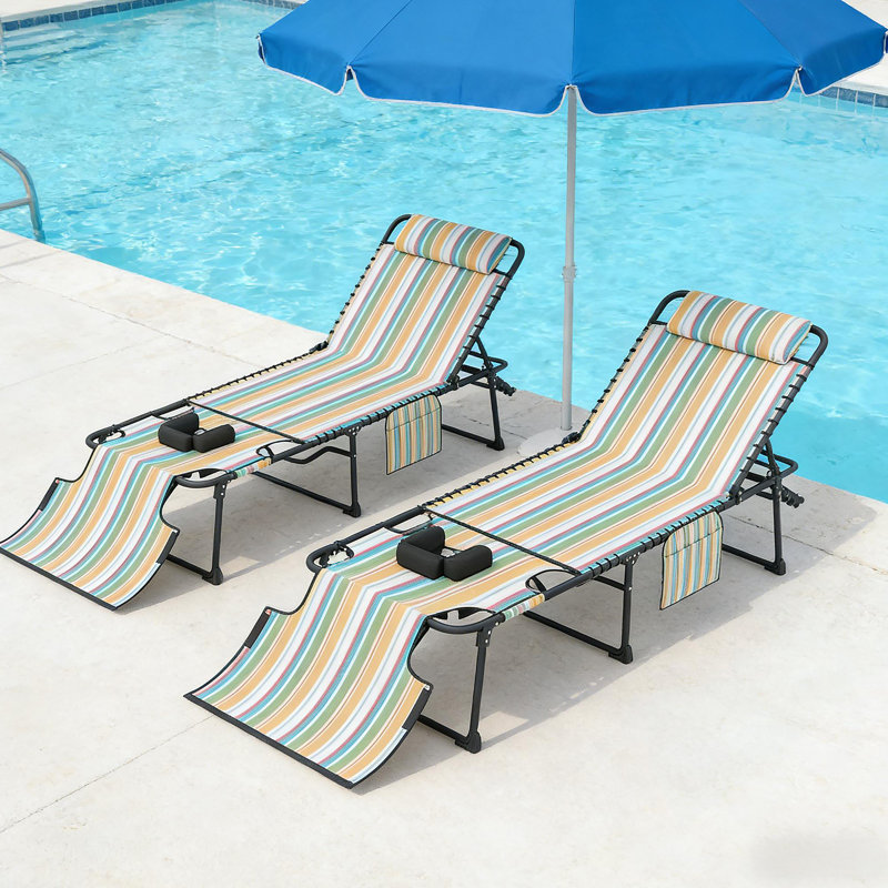 Chaise pliante 2 pièces, chaise inclinable portable