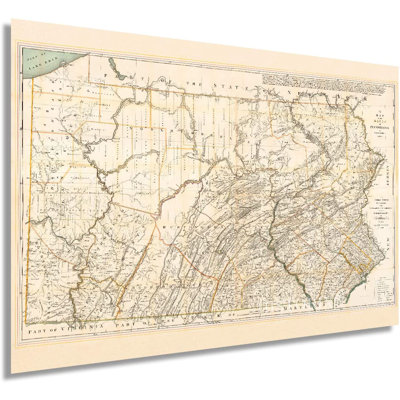Carte historique de Pennsylvanie de 1792 par Pennsylvanie - carte rétro de 24 po x 36 po, carte de Pennsylvanie - carte de l'État de Pennsylvanie - carte de Pennsylvanie rétro - art mural PA (2 formats)