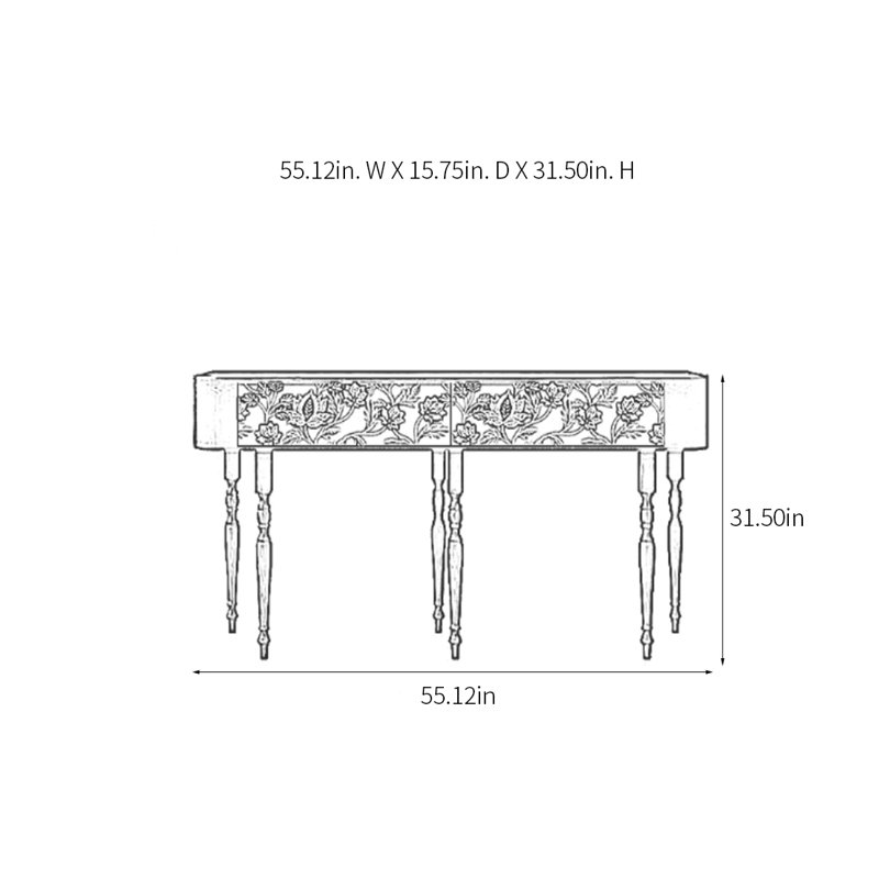 Multifunctional Art Console Table, 31.5" H x 55.12" W x 15.75" D