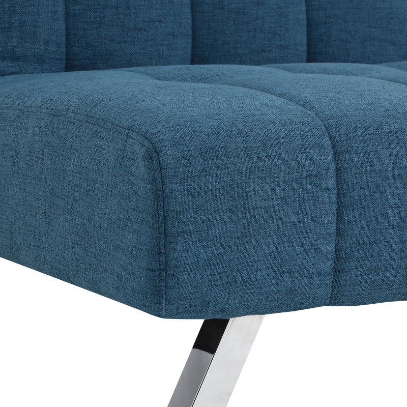 Canapé-lit double à dossier capitonné Sawyer, Polyester bleu, 100% polyester
