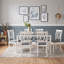 Ensemble de salle à manger en bois bicolore avec table rectangulaire et 6 chaises rembourrées en lin