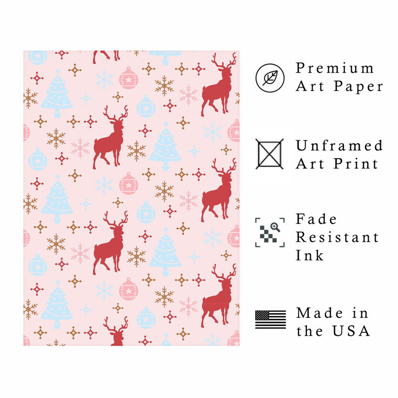 «Holiday Chritmas Reindeer», impression d'art moderne sans cadre, H 30 po x l 20 po
