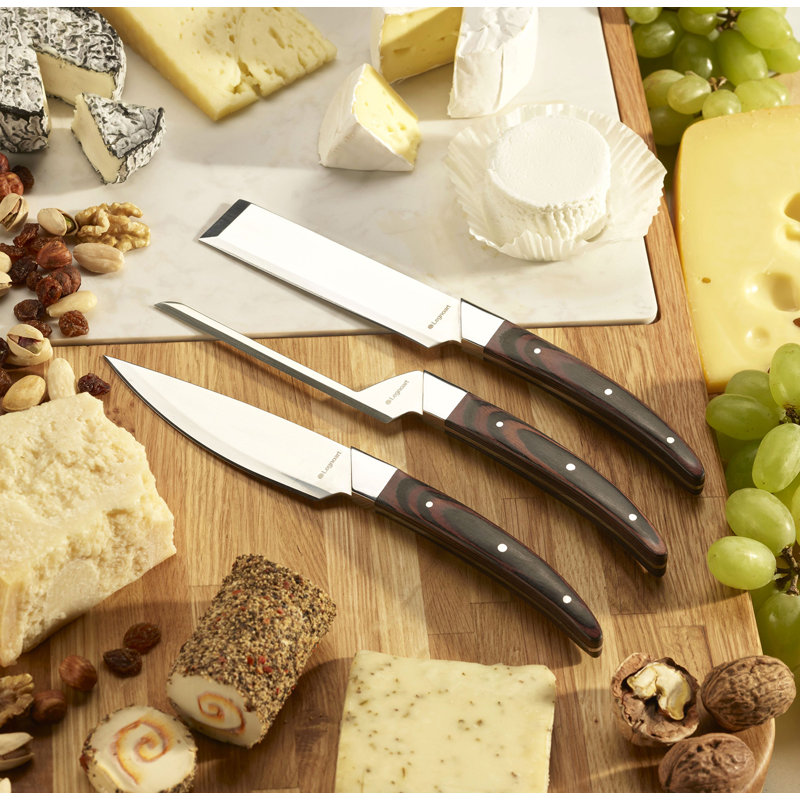  Caseus Japanese Steel Cheese Knife Set, Dark Wood Brown