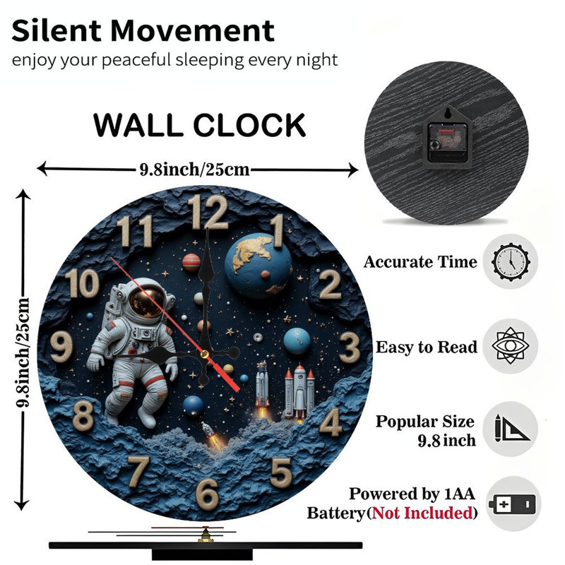 Astronaut Cosmic Space Wall Clock