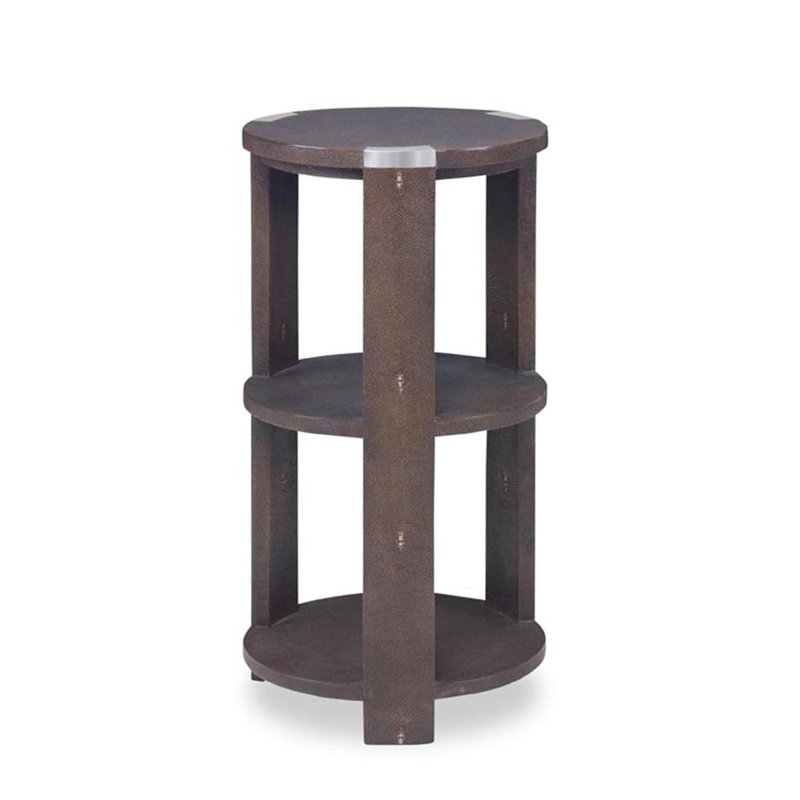 Tribeca Side Table - Three Tier 14', 26" H x 14" W x 14" D, Chocolate Shagreen