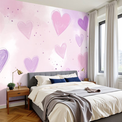 Peinture à l'aquarelle peinte et adhésive à motif d'aplomb pour chambre à coucher Pastel