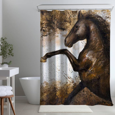 Shower Curtain AN90 – Polyester Shower Curtain, Dye Sublimation Print, 71" W × 74" L