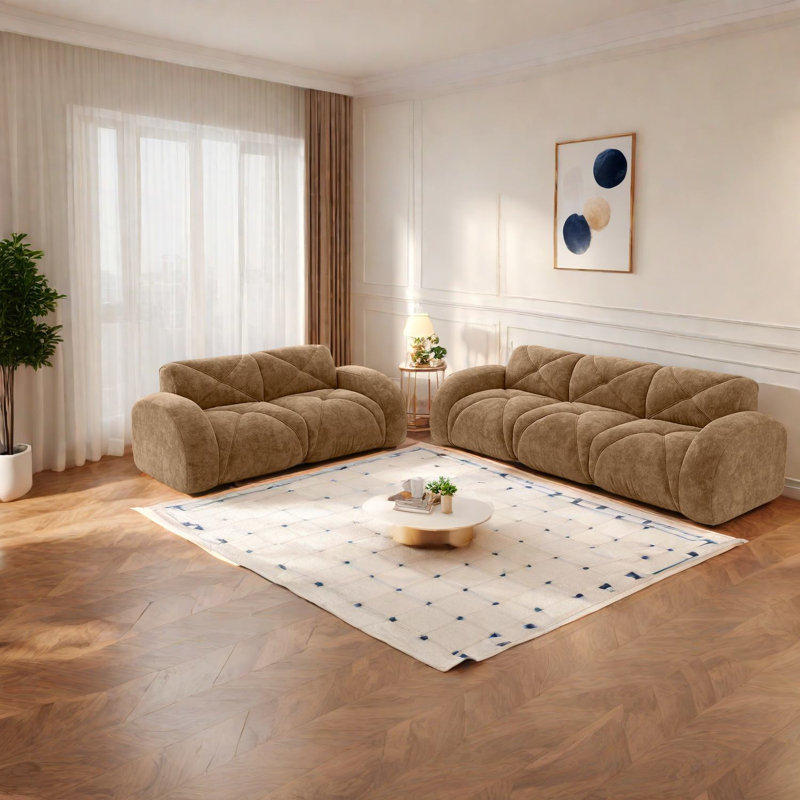 Ensemble de canapé confortable, revêtement en velours, style moderne pour le salon