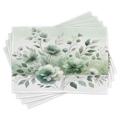 Polyester Off White Cadet Blue Rectangle Placemat