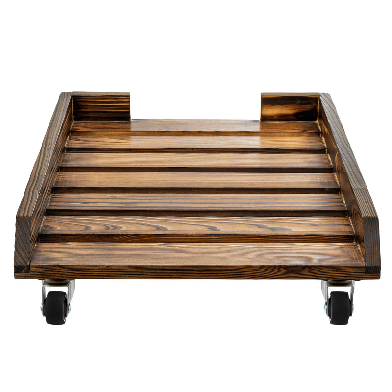Solid Wood Cpu Tower Stand Rolling Pc Holder