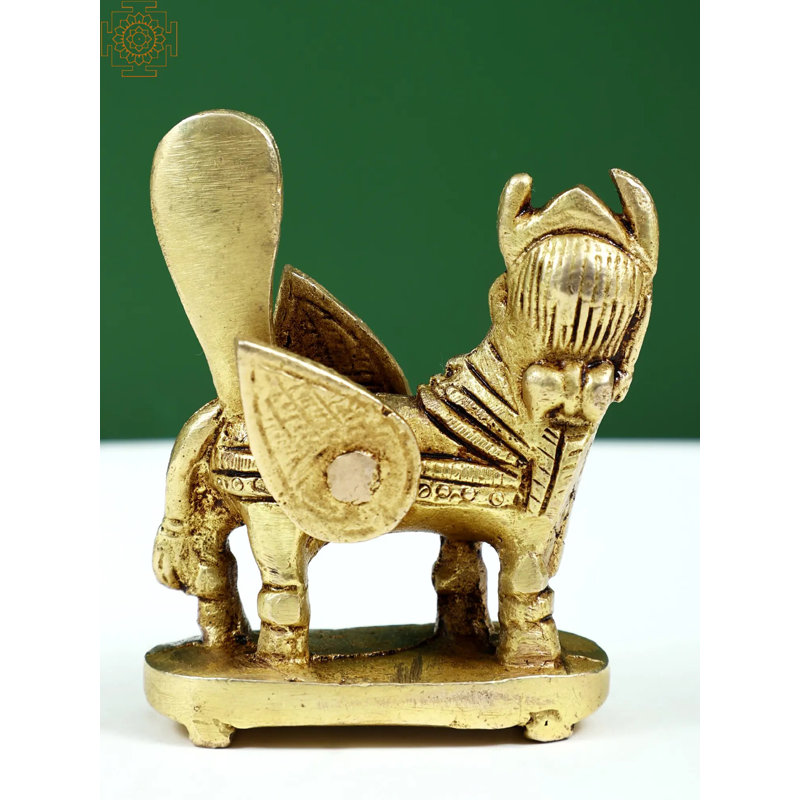 2" Small Brass Kamdhenu Cow Statue – Handmade Hindu Mythological Cow Idol for Home Altar & Prosperity Decor