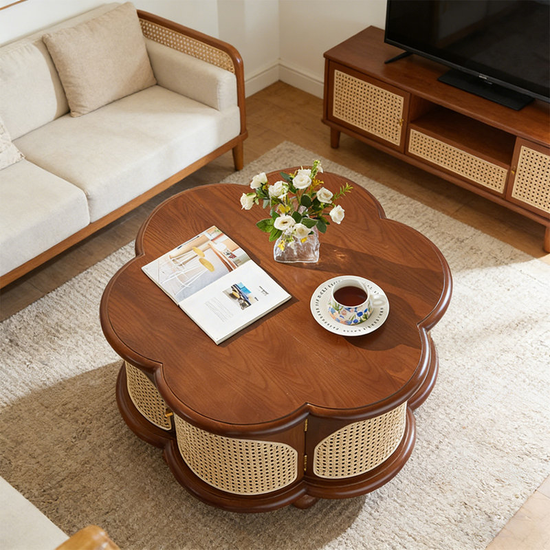 Table basse en osier rétro