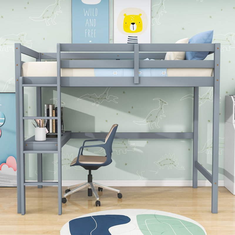 Gertraude Kids Twin Loft Bed, Gray