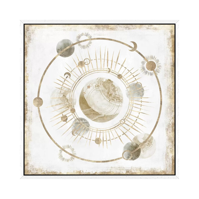 Golden Galaxy I by Isabelle Z - Print on Canvas, White Floater Framed, 66.04cm H x 66.04cm W x 3.81cm D