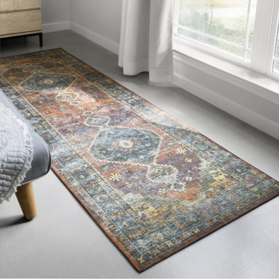 Tapis oriental rouille / bleu Gelo