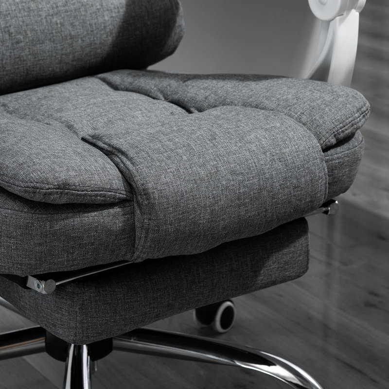 Chaise de bureau avec repose-pieds, lin gris foncé, favorisant une position assise en lin répondant à vos besoins de personnalisation