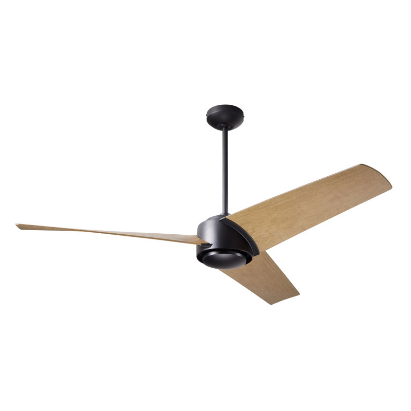 Ambit Downrod Ceiling Fan, Matte Black, Maple, Wall Control