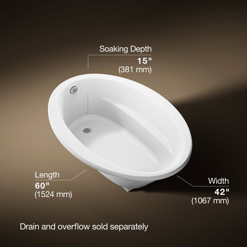 Sunward 60" x 42" Soaking Bathtub, White