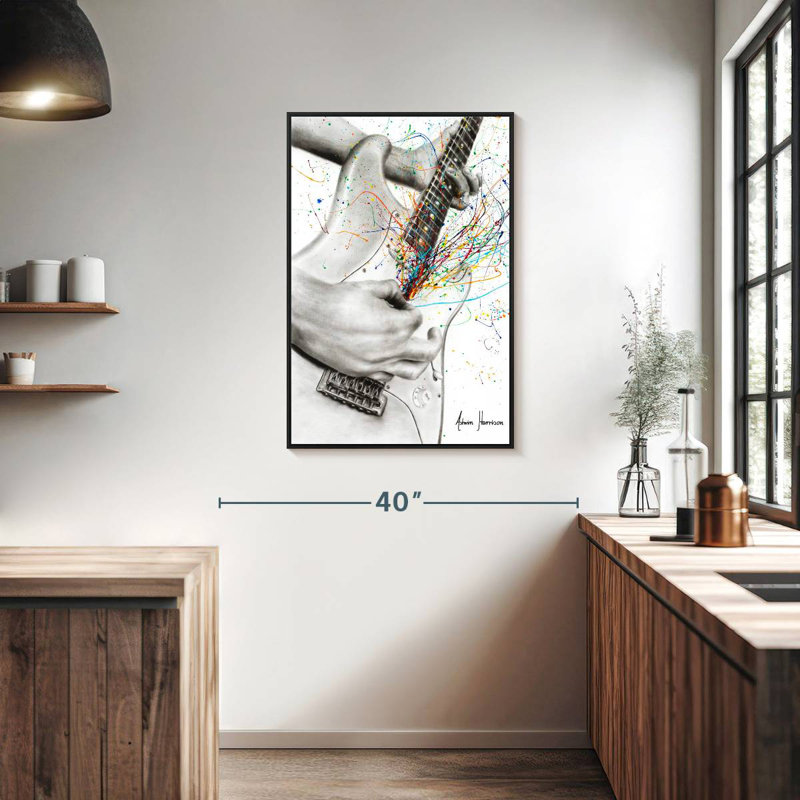The Guitar Solo, 25" X 37", Floating Frame Black