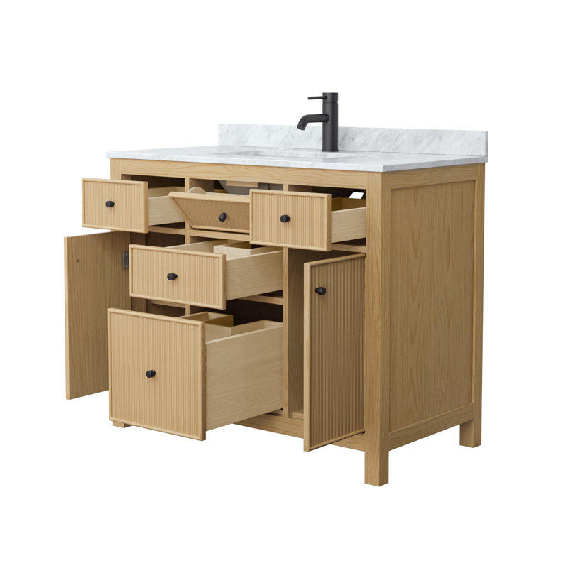 Pendry 42" Freestanding Single Bathroom Vanity with Marble Top, Matte Black