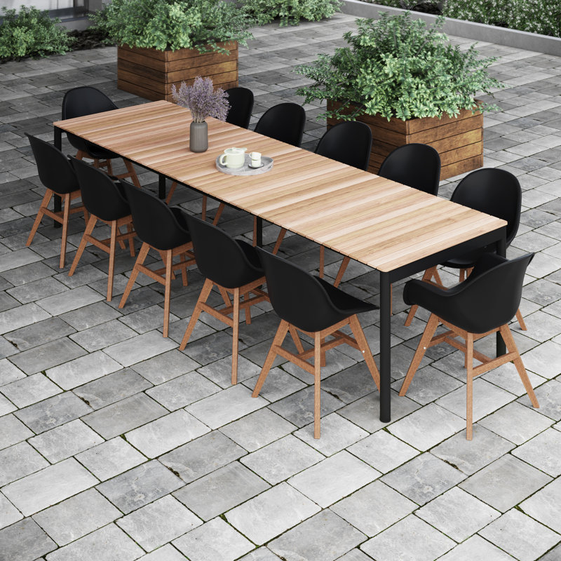 Ensemble de salle à manger extensible de luxe 13 pièces Carliegh Tizian | 100% bois de teck certifié FSC | Ensemble de meubles idéal pour l'extérieur