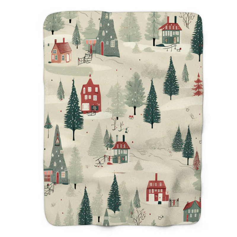 Antique Noel - couverture Sherpa de qualité supérieure 1 pièce WB_FL_100624_0189, L 50 po x L 60 po
