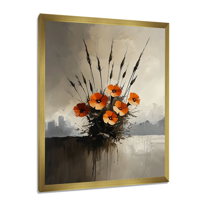 Kowalewski - Art mural sur toile à motif floral, H 20 po x l 12 po, Picture Framed, Doré