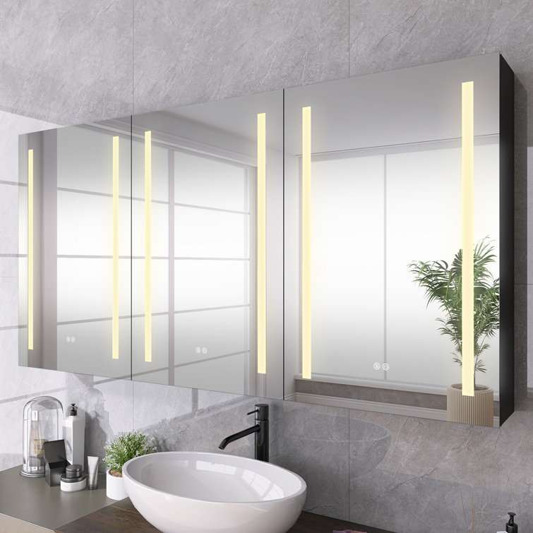 Orren Ellis 60 Inch LED Lighted Medicine Cabinet Mirror Anti-Fog Dimmer ...
