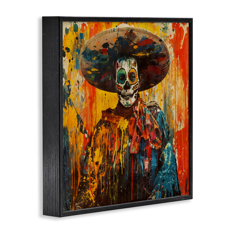 Giclée encadrée de la journée des morts vibrante, design par Marta Wiley, Giclée encadrée noir minuit, H 12 po x l 12 po
