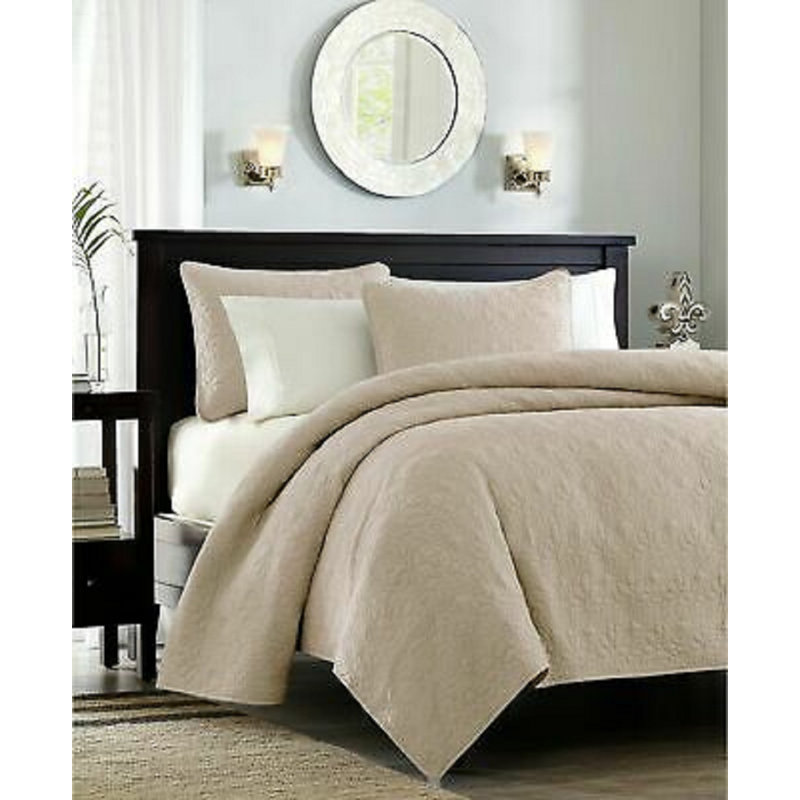 Madison Microfiber 3 Piece Coverlet Set, Khaki